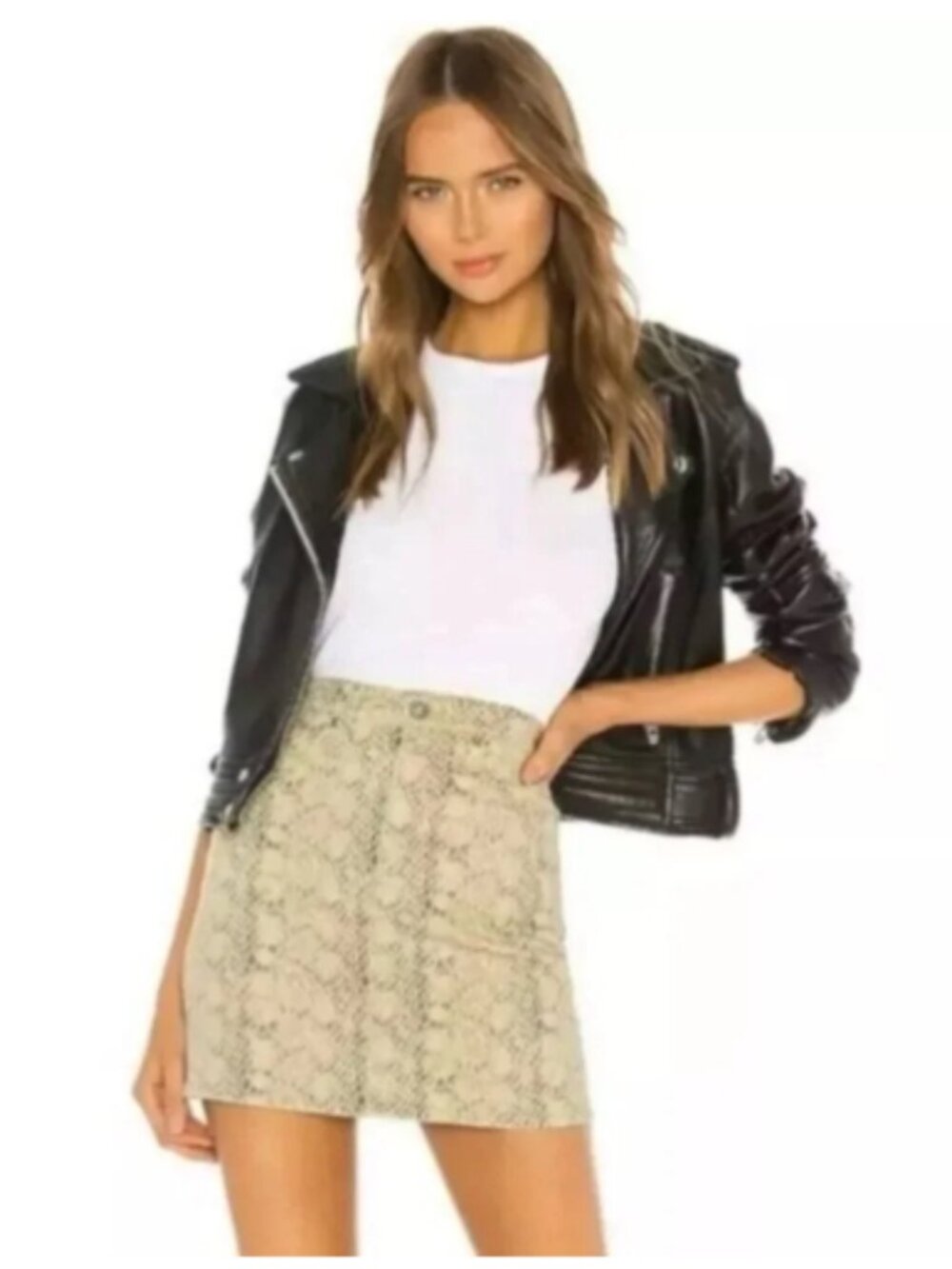 Like New/FLAWLESS AG ADRIANO GOLDSCHMIED The Vera Snakeskin Print Mini Skirt 24R